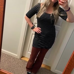 H&M basic black and white striped dress